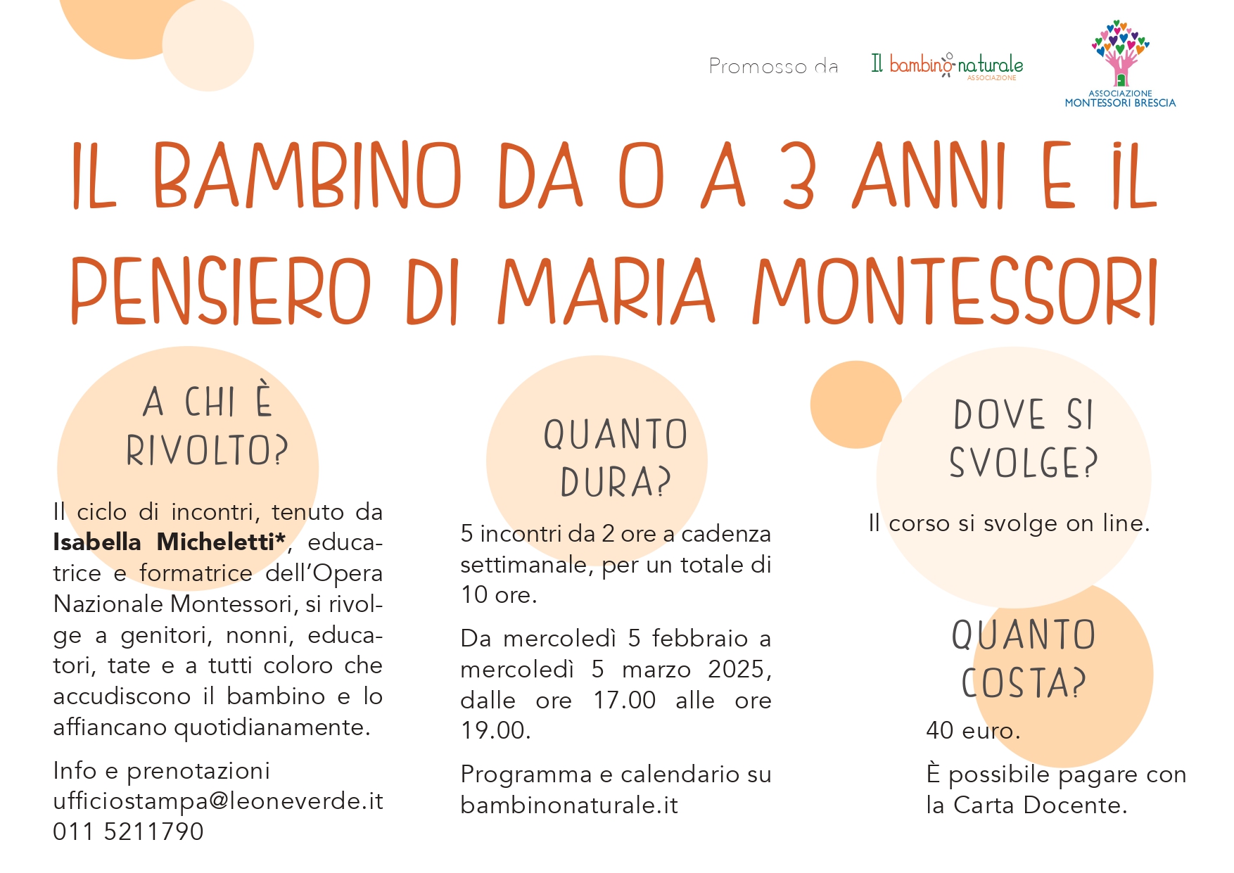 Il bambino da 0 a 3 anni e il pensiero montessori