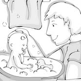 allattamento padre fa bagnetto al bambino